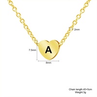 Colliers avec initiales en acier inoxydable pour femmes, pendentif coeur d'amour, collier en or 18k, vente en gros