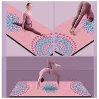 Tapis de yoga en tissu suédé avec motif de logo personnalisé, caoutchouc naturel, 1,5 mm, impression colorée, antidérapant, accessoires de Pilates