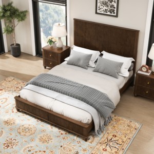 Ensemble de chambre à coucher 3 pièces haut de gamme, durable, moderne, en bois massif, écologique, avec lit <span class=keywords><strong>queen</strong></span> size et 2 tables de chevet - Product Image 2