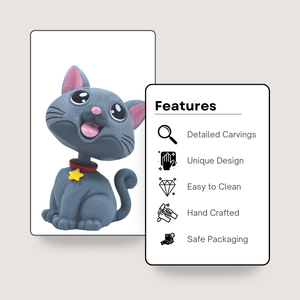 Bobblehead Premium - Décoration de tableau de bord Chat Gris pour Voiture, Maison et Bureau, Élégant Cadeau Porte-Bonheur pour des Vibes Positives - Product Image 2