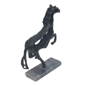 Scultura di cavallo al galoppo in metallo e marmo, statua decorativa per la casa, soggiorno, ufficio, mensola, tavolino da caffè - Product Image 6
