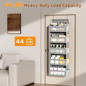 Organizador para Colgar Sobre la Puerta de 5 Niveles con 5 Bolsillos Grandes y 10 Laterales, Estante Colgante de Tela Resistente con Capacidad de Carga de 44 lb - Gris - Product Image 4