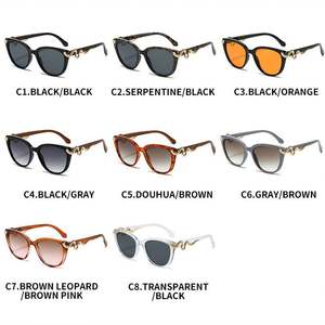 Lunettes de soleil œil-de-chat de luxe noires pour femme, avec logo personnalisé, protection UV400 et décoration serpent en métal, collection 2025 - Product Image 5