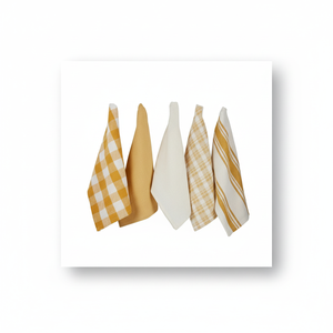 Everyday Basic Kitchen Collection Large Woven Cotton Dishtowel/<b>Tea</b> Towel <b>Set</b>, 18x28", Honey Gold, 5 Count | Design Imports - Product Image 1
