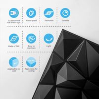 Panel Dinding PVC Desain Berlian 3D Modern Anti-Statis Tahan Air Warna Hitam Matte 50*50cm untuk Dekorasi Rumah Tangga