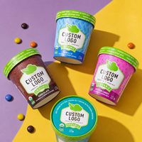 Gobelets en papier biodégradable pour crème glacée avec couvercle, personnalisables avec logo, 5oz, 8oz, 12oz, pour emporter, qualité alimentaire, jetables, en papier kraft