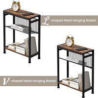 Table d'appoint d'angle en bois à 3 niveaux pour magazines, style moderne, en métal, carrée, durable et mobile pour salon