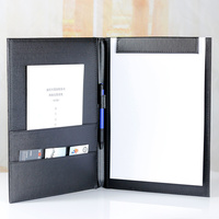 Suministros de oficina de negocios, bolsa de documentos de cuero con contrato, carpeta de archivos, cuaderno de firma A4, Clip de Gerente de reunión negro personalizado