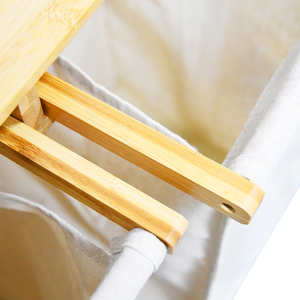 Large <strong>Double</strong> Deluxe Frame Wooden Bamboo Clothes Basket <strong>Laundry</strong> <strong>Hamper</strong> Landry <strong>Hamper</strong> Waterproof with Lid and Liner - Product Image 5