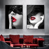 Décoration Moderne pour la Maison : Affiche Murale Femme Lèvres Rouges Sexy, Impression sur Toile, Tableau Mural Beauté, Peinture Artistique Tendance