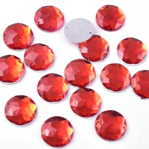 Pierres à coudre en acrylique OLeeya, pierres rondes à facettes et cristaux colorés, strass à dos plat à coudre pour accessoires vestimentaires - Product Image 3