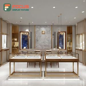 Modern High End Jewelry Store Fixtures Wood <b>Frame</b> Commercial Store Glass Showcase - Product Image 5