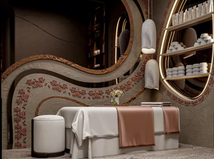 Design d'intérieur de salon de coiffure de luxe, mobilier de barbier sur mesure, aménagement moderne de salon de beauté avec vitrines - Product Image 3