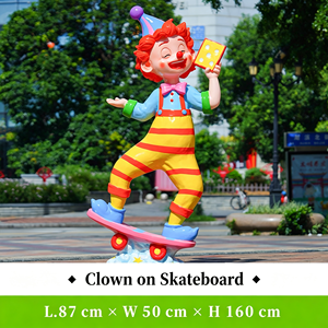 Estatua <span class=keywords><strong>de</strong></span> Payaso <span class=keywords><strong>de</strong></span> Fibra <span class=keywords><strong>de</strong></span> Vidrio, Escultura Colorida <span class=keywords><strong>de</strong></span> Personaje <span class=keywords><strong>de</strong></span> Circo con Múltiples Poses para Eventos <span class=keywords><strong>de</strong></span> Carnaval, Plaza al Aire Libre - Product Image 3