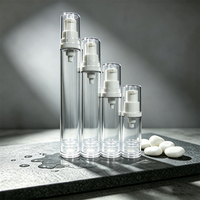 Lot de 4 flacons pompe sans air 5ml/10ml/15ml pour distributeur de lotion sous vide, conteneur cosmétique rechargeable, kit de voyage pour soins de la peau OEM