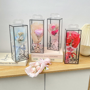 Boîte transparente, mini bouquet de roses artificielles préservées, fleurs séchées Baby Breath, cadeau de mariage ou de la Saint-Valentin, vente en gros - Product Image 3
