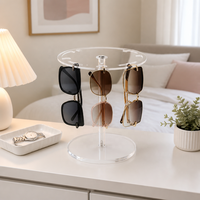 2 rangées, porte-lunettes écologique et amovible, présentoir pour lunettes avec espace de rangement, éléments décoratifs