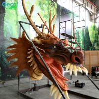 Tête de dragon chinois animatronique personnalisée Gecai, modèle réaliste, sculpture mécanique de tête de dragon oriental