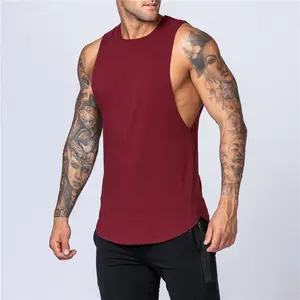 Wholesale Custom Logo Cotton Running Singlet Muscle Athletic Shirts Sleeveless Fitness Wear Workout Men Gym Tank Top For Men