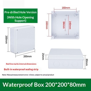 200x155x80mm IP65 <b>Waterproof</b> <b>Junction</b> <b>Box</b> with Rubber Plug Pre-drilled Holes Built-in Sealing Strip Economy Model Terminal <b>box</b> - Product Image 2
