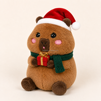 Maßgefertigtes Weihnachts-Capybara-Plüschtier mit Weihnachtsmütze, Schal und Geschenkbox, Langlebig, 12 cm, für Festliche Heimdekoration