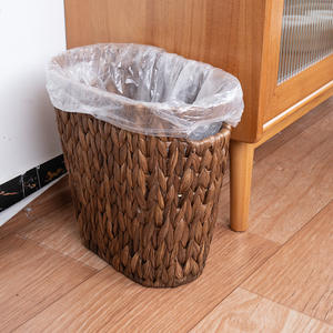 ตะกร้าใส่ขยะสานมือทรงกลมสีน้ำตาลกาแฟ แบบตั้งพื้น ทำจากหวาย สำหรับจัดระเบียบห้องนอนและห้องครัว - Product Image 2