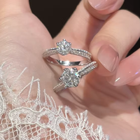 Bague demi-cercle pavée en argent sterling 925 avec moissanite, style demi-éternité