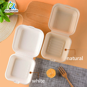 プリントン6in 100% 堆肥化可能生分解性テイクアウト食品Bagasse Clamshell容器 - Product Image 3