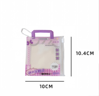 Porte-cartes photo en PVC transparent avec poignée perlée, fermeture éclair, étui à cartes de crédit Kawaii motif dessin animé pour badges d'identité, photos, portable