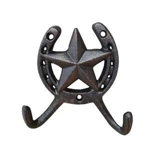 Cast Iron Horseshoe Wall Decor Rustic Metal Hooks for Hat and Key