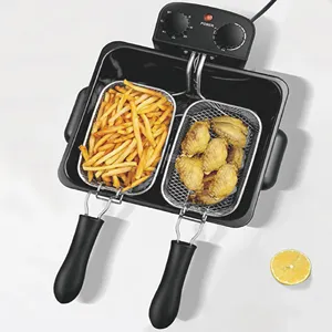 Comptoir commercial électrique double panier-réservoir en acier inoxydable friteuse à frites friteuses avec minuterie pour poulet frit