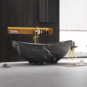 Baignoire en acrylique <span class=keywords><strong>de</strong></span> luxe pour <span class=keywords><strong>bain</strong></span> profond en intérieur, pierre artificielle, grande salle <span class=keywords><strong>de</strong></span> <span class=keywords><strong>bain</strong></span>, douche, baignoire autoportante surdimensionnée pour adultes - Product Image 3