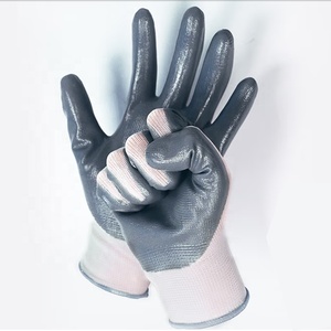 Gants de travail basiques pour hommes, doublure en nylon/polyester blanc de calibre 13 avec revêtement en nitrile gris, finition lisse, CE EN338 4121X - Product Image 4