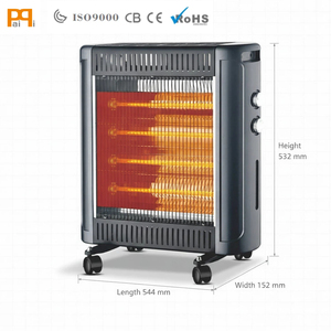 Radiateur infrarouge à quartz portable autoportant 220V 1200W/2400W en plastique et métal avec contrôle mécanique et protection contre l'overchauffement et la basculation - Product Image 2