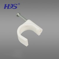 Clips de câble en plastique de type rond/circulaire HDS Quality Assurance, clips de câble mural avec clou en acier, 6 mm, 100 pièces/sac