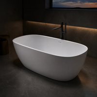 Baignoire autoportante ovale de luxe en surface solide style ardoise pour salles de bain de villégiature, baignoire en pierre artificielle
