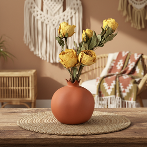 Jarrón de Cerámica Moderno Estilo Granja con Diseño de <span class=keywords><strong>Granada</strong></span>, Color Terracota Mate, para Aromaterapia, Decoración de Mesa, Hogar, Sala de Estar, <span class=keywords><strong>Centro</strong></span> de Mesa para Bodas - Product Image 2