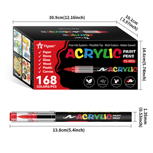 168 ऐक्रेलिक पेंट मार्कर्स, एक्रिलिक पेंट पेन, रॉक पेंटिंग के लिए ब्रश टिप, लकड़ी, कांच, पत्थर, कैनवास, सिरेमिक, कपड़े - Product Image 3