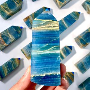 Piedra de Cristal de Ónice Azul Natural Pulido de Estilo Bohemio de Alta Calidad al por Mayor para Decoración del Hogar Única y Regalos Navideños - Product Image 1