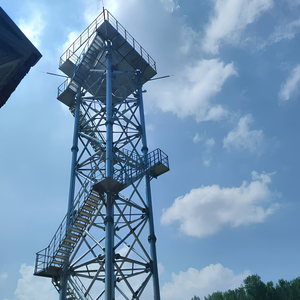 Tour d'antenne télécom en structure d'acier Q345B sur mesure, tour d'observation météorologique avec escalier de sécurité - Product Image 3