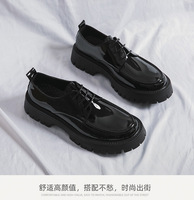 Chaussures habillées Oxford en cuir pour hommes, style coréen, à lacets, élégantes, pour affaires, à semelle épaisse
