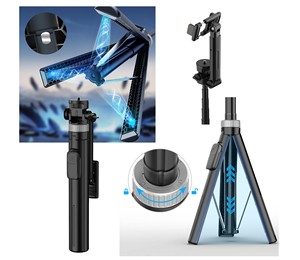 X60 điện thoại di động Selfie Stick 1.8 mét hỗ trợ trực tiếp hạt 1/4 giao diện ngoại vi giữ điện thoại di động ổn định chân máy màu đen đơn sắc - Product Image 4