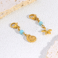 Charmes de bijoux en acier inoxydable POWELL, plaqués or 18 carats, thème océan, coquillages et poissons, pour la fabrication de bijoux, vente en gros