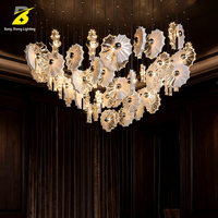 Luminaire de plafond LED en verre cascade Bang Sheng - Décoration florale artistique pour les espaces commerciaux haut de gamme