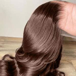 13x6 hd फीता ललालाट सफेद भारतीय बाल चॉकलेट शरीर की लहर मानव बालों को चपलता हुआ - Product Image 1