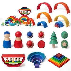 Juguete apilable de arcoíris de madera, Muñecos de madera apilables, Juego de arco apilable, Puente de arco Montessori, Bloques de construcción de arcoíris, Apilamiento colorido - Product Image 2