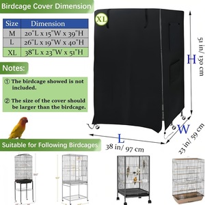 Funda universal para jaula de pájaros XL 38x23x51 en tela opaca y duradera para loros y otras mascotas - Product Image 1