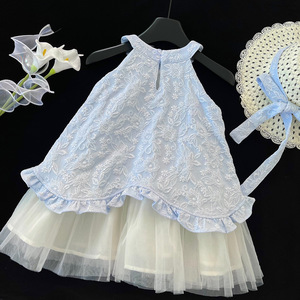 Vestido Infantil de Verano 2025 para Niña, Estilo Coreano, Tejido a Crochet, Nuevo Estilo Mori, Vacaciones, Dulce, Moderno, Poliéster - Product Image 6