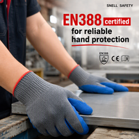 Gants de protection en tricot de polycoton sans couture certifiés CE, gants en latex froissé Snell pour la récolte agricole et la taille des arbres