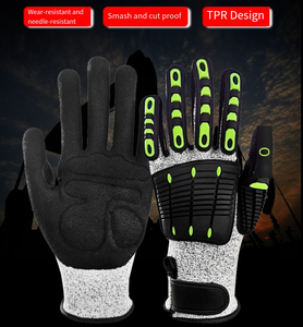 Guantes de Protección Industrial de Cinco Dedos, Material Textil, Negro y Verde, con Palma Reforzada y Diseño de Agarre - Product Image 6